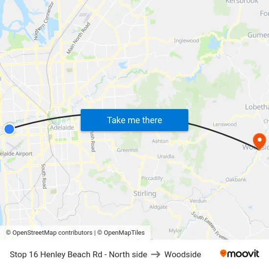 Stop 16 Henley Beach Rd - North side to Woodside map