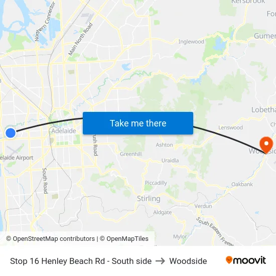 Stop 16 Henley Beach Rd - South side to Woodside map
