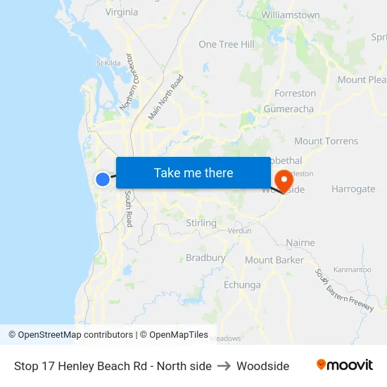 Stop 17 Henley Beach Rd - North side to Woodside map