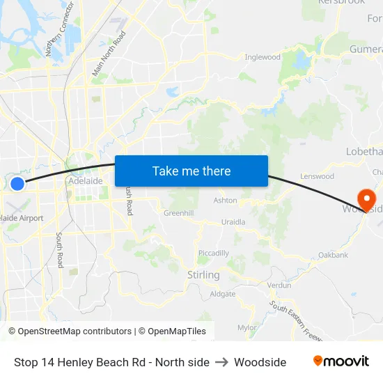 Stop 14 Henley Beach Rd - North side to Woodside map