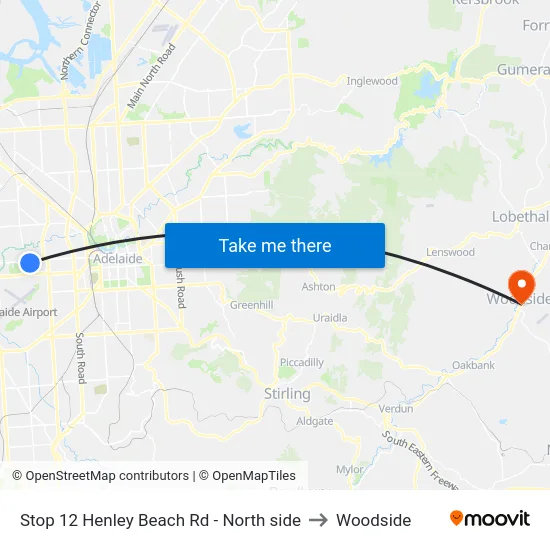Stop 12 Henley Beach Rd - North side to Woodside map