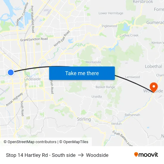 Stop 14 Hartley Rd - South side to Woodside map