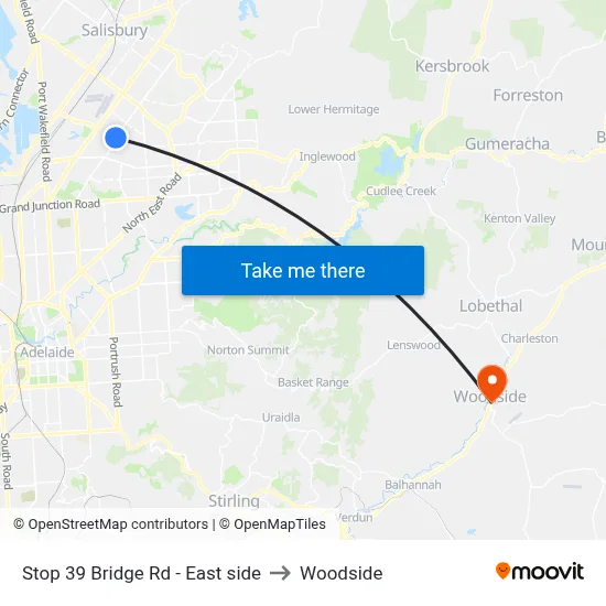 Stop 39 Bridge Rd - East side to Woodside map