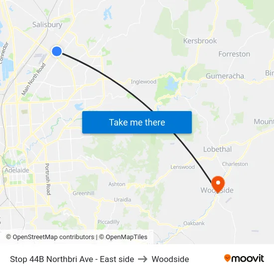 Stop 44B Northbri Ave - East side to Woodside map