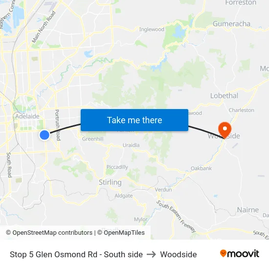 Stop 5 Glen Osmond Rd - South side to Woodside map