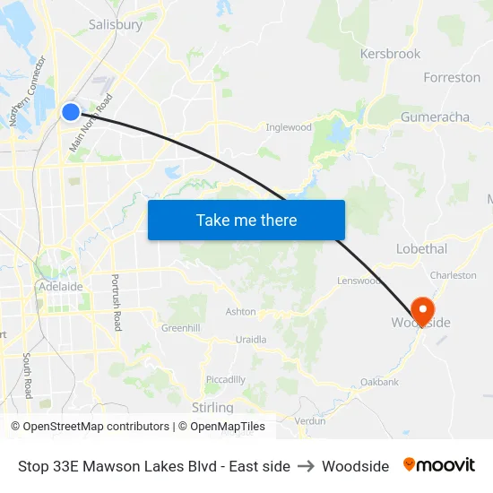 Stop 33E Mawson Lakes Blvd - East side to Woodside map