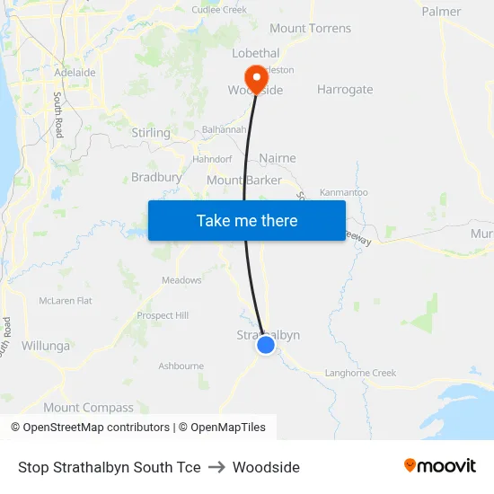 Stop Strathalbyn South Tce to Woodside map