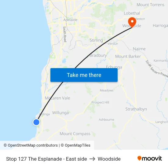 Stop 127 The Esplanade - East side to Woodside map