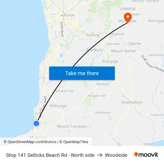 Stop 141 Sellicks Beach Rd - North side to Woodside map