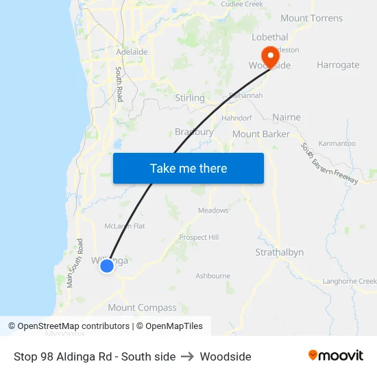 Stop 98 Aldinga Rd - South side to Woodside map