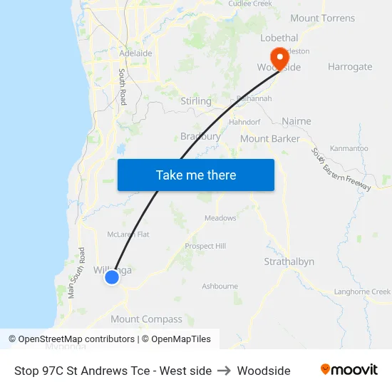 Stop 97C St Andrews Tce - West side to Woodside map