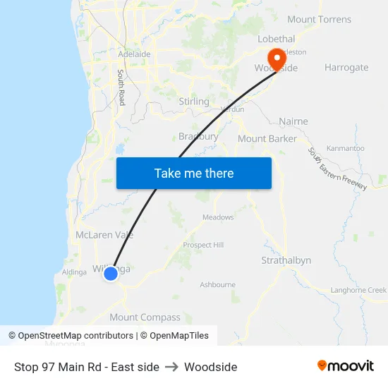Stop 97 Main Rd - East side to Woodside map