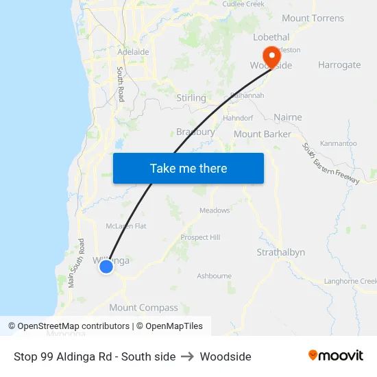 Stop 99 Aldinga Rd - South side to Woodside map