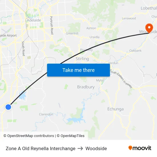 Zone A Old Reynella Interchange to Woodside map