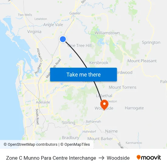 Zone C Munno Para Centre Interchange to Woodside map