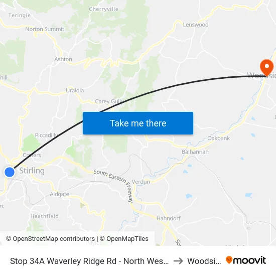 Stop 34A Waverley Ridge Rd - North West side to Woodside map