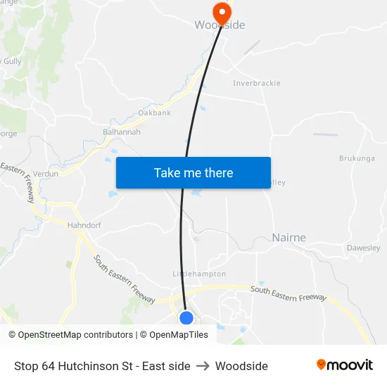 Stop 64 Hutchinson St - East side to Woodside map