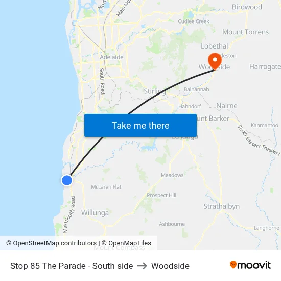 Stop 85 The Parade - South side to Woodside map