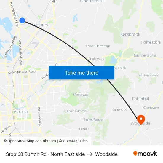 Stop 68 Burton Rd - North East side to Woodside map