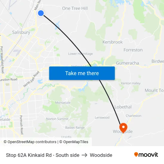 Stop 62A Kinkaid Rd - South side to Woodside map