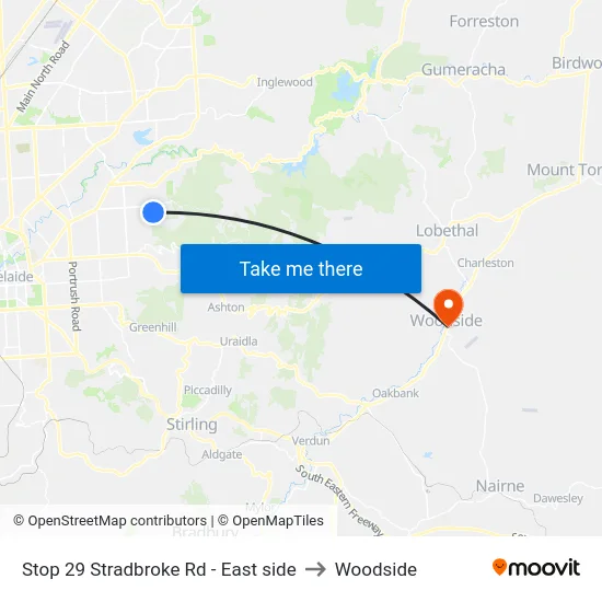 Stop 29 Stradbroke Rd - East side to Woodside map