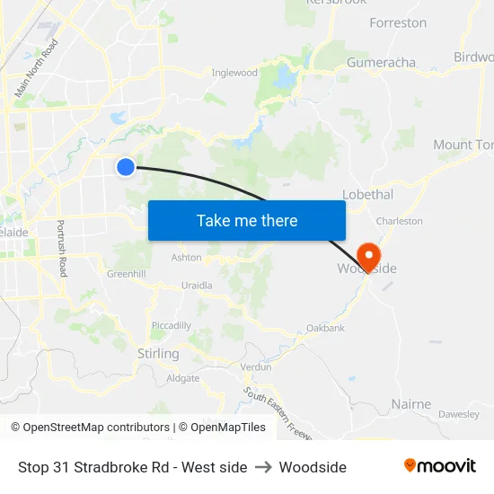 Stop 31 Stradbroke Rd - West side to Woodside map