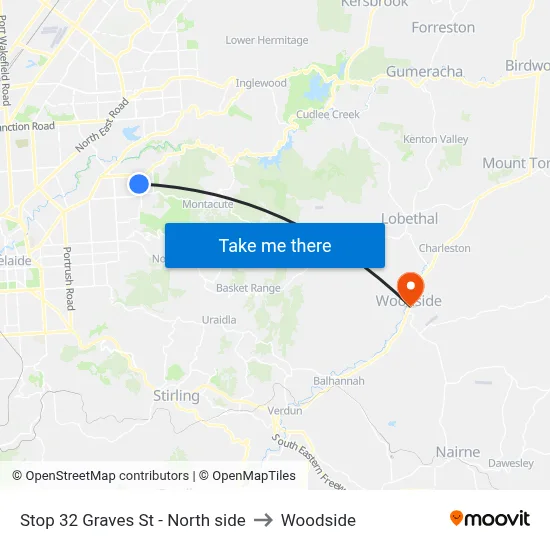 Stop 32 Graves St - North side to Woodside map