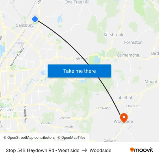 Stop 54B Haydown Rd - West side to Woodside map