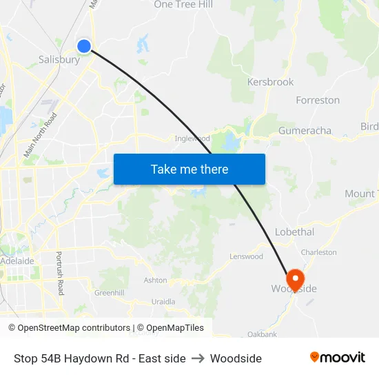 Stop 54B Haydown Rd - East side to Woodside map