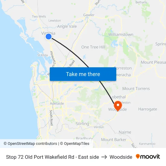 Stop 72 Old Port Wakefield Rd - East side to Woodside map