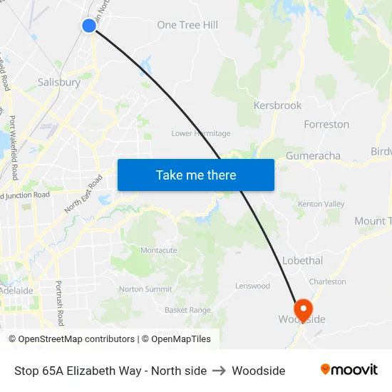 Stop 65A Elizabeth Way - North side to Woodside map