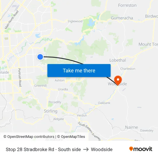 Stop 28 Stradbroke Rd - South side to Woodside map