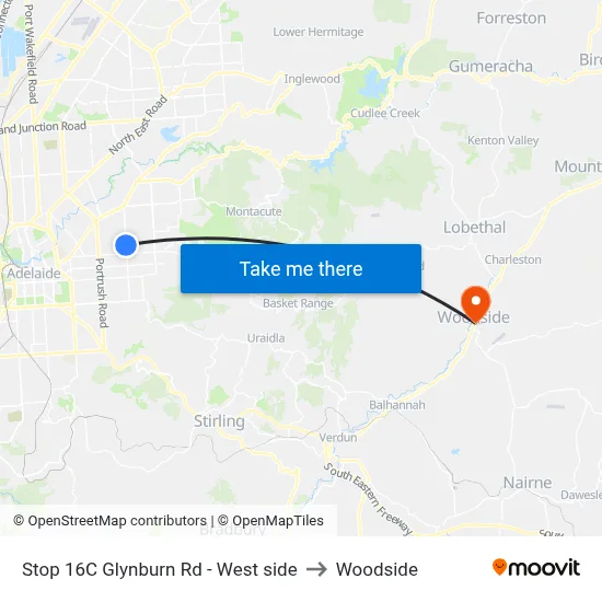 Stop 16C Glynburn Rd - West side to Woodside map