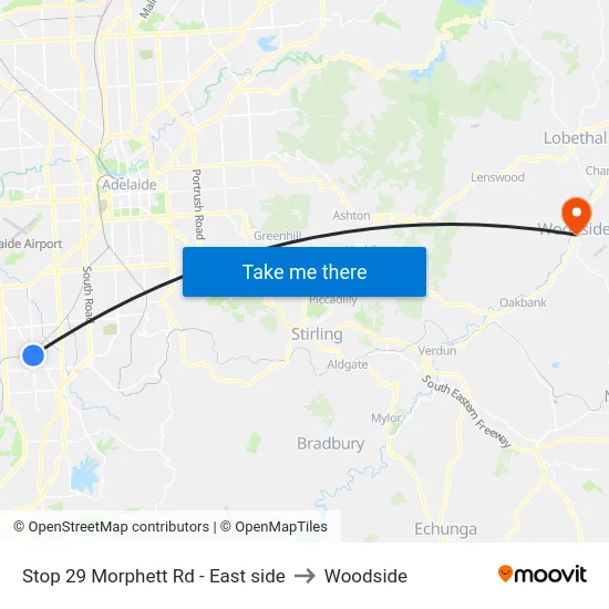 Stop 29 Morphett Rd - East side to Woodside map