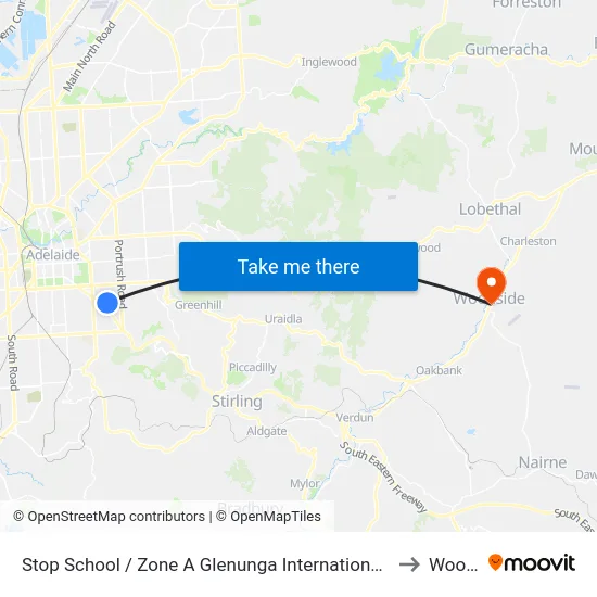 Stop School / Zone A Glenunga International High School Conyngham St to Woodside map