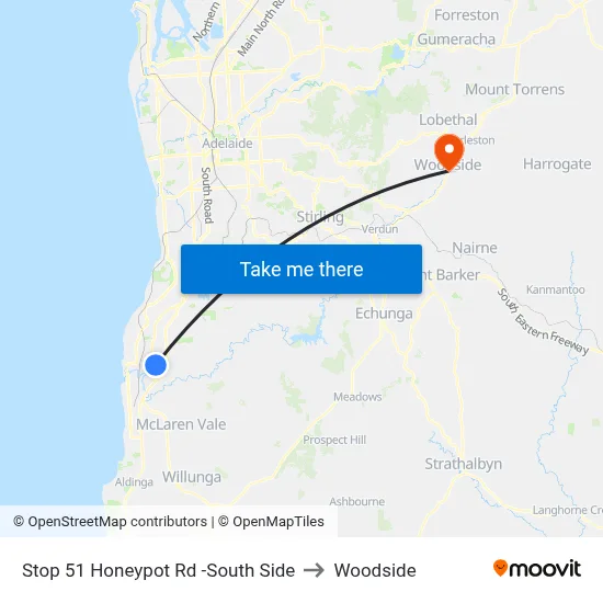 Stop 51 Honeypot Rd -South Side to Woodside map