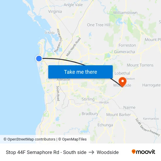 Stop 44F Semaphore Rd - South side to Woodside map
