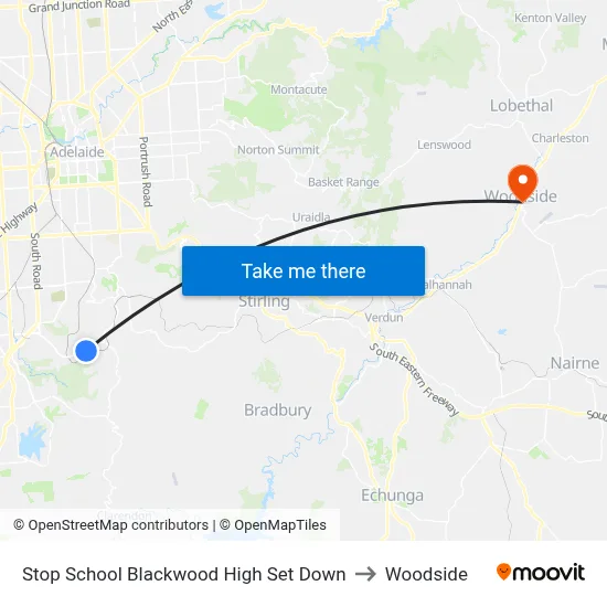 Stop School Blackwood High Set Down to Woodside map