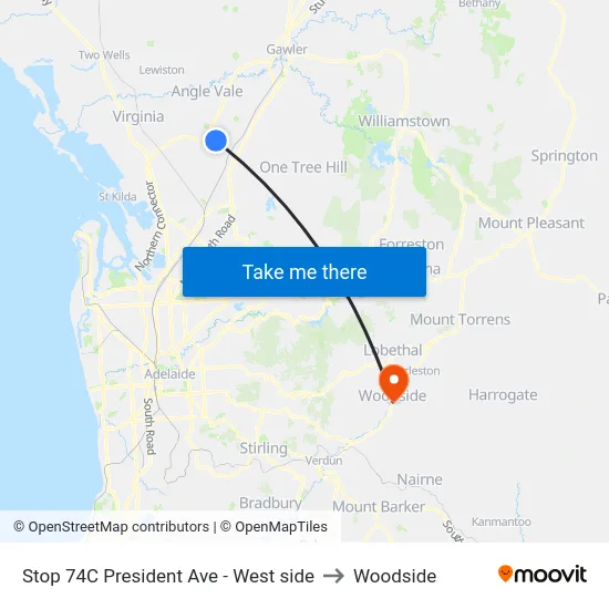 Stop 74C President Ave - West side to Woodside map