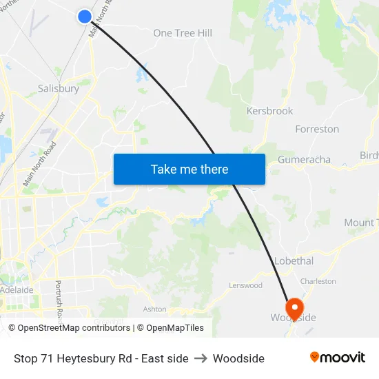 Stop 71 Heytesbury Rd - East side to Woodside map