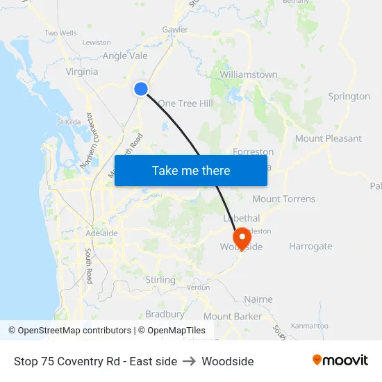 Stop 75 Coventry Rd - East side to Woodside map