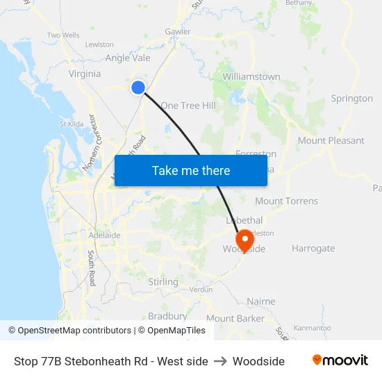 Stop 77B Stebonheath Rd - West side to Woodside map