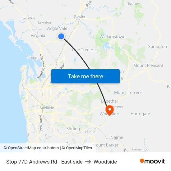 Stop 77D Andrews Rd - East side to Woodside map