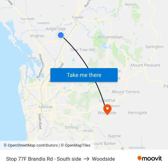 Stop 77F Brandis Rd - South side to Woodside map