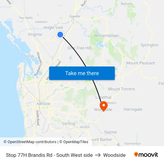 Stop 77H Brandis Rd - South West side to Woodside map