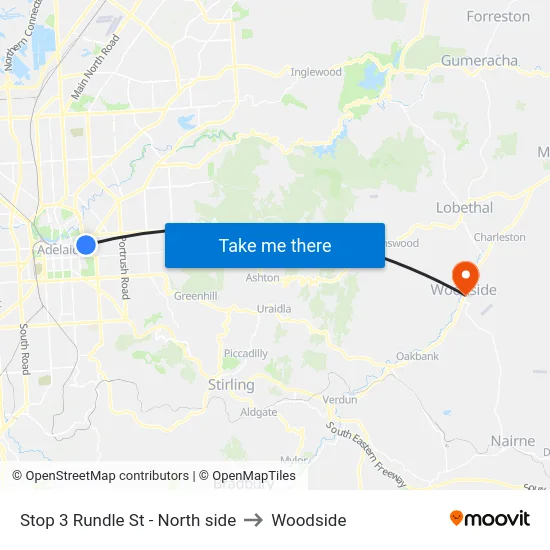 Stop 3 Rundle St - North side to Woodside map