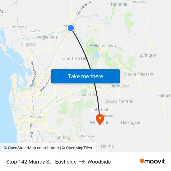 Stop 142 Murray St - East side to Woodside map