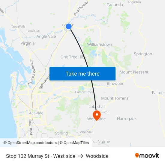 Stop 102 Murray St - West side to Woodside map