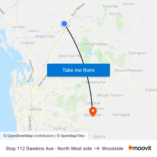 Stop 112 Dawkins Ave - North West side to Woodside map