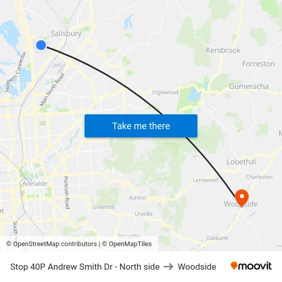 Stop 40P Andrew Smith Dr - North side to Woodside map